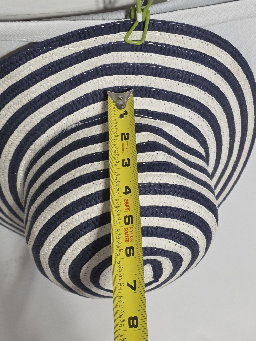 Striped Wide Brim Straw Sun Hat - Navy & White - Picture 5 of 7